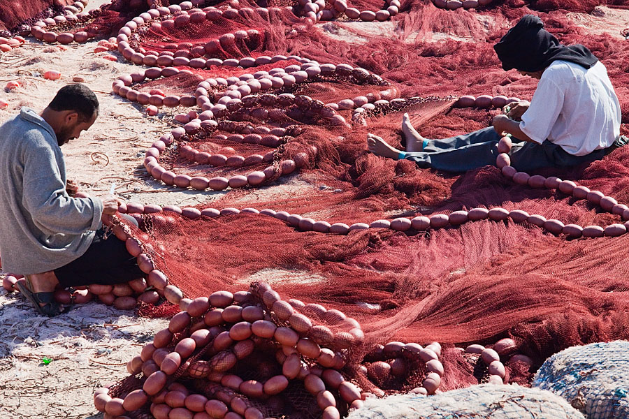  Fishersmen repairing the nets    Essaouria   Morocco